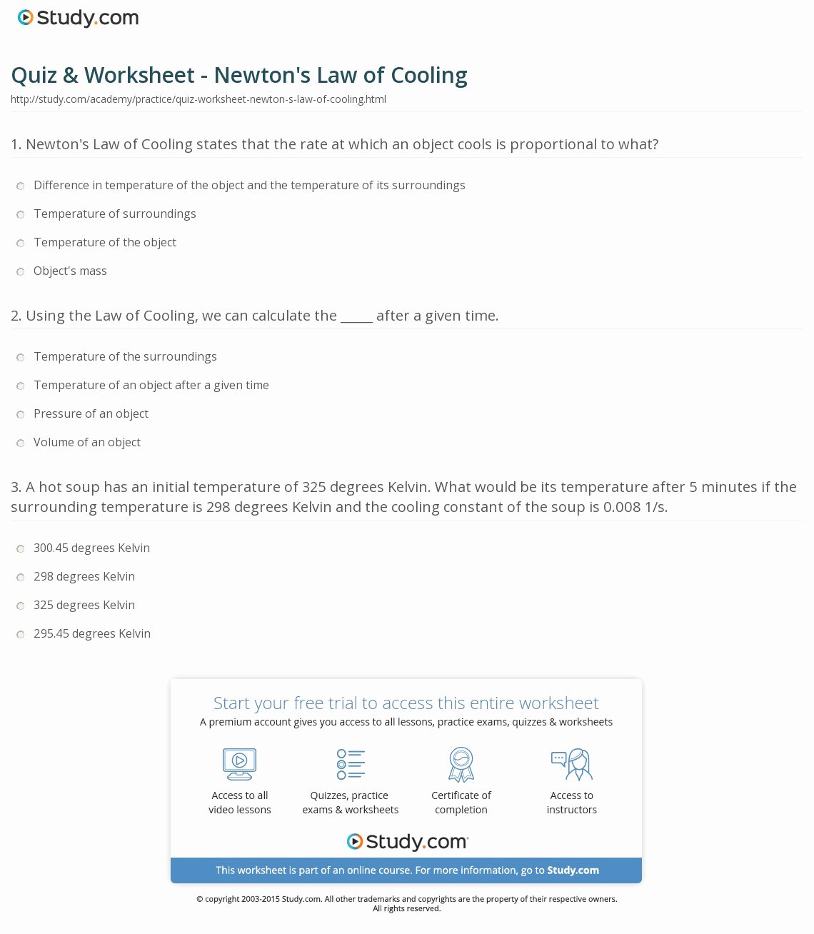 Newton&amp;#039;s Laws Worksheet Answers Elegant Newton S Law Cooling Equation