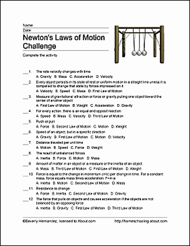 Newton&amp;#039;s Laws Worksheet Answers Luxury Fun Ways to Learn About Newton S Laws Of Motion