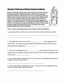 Newton&amp;#039;s Second Law Worksheet Answers Elegant Newton S Third Law Worksheet Answer Key Breadandhearth