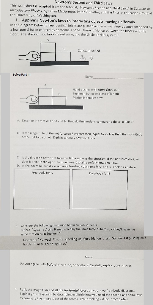 Newton&amp;#039;s Second Law Worksheet Answers Lovely solved Newton S Second and Third Laws This Worksheet is A