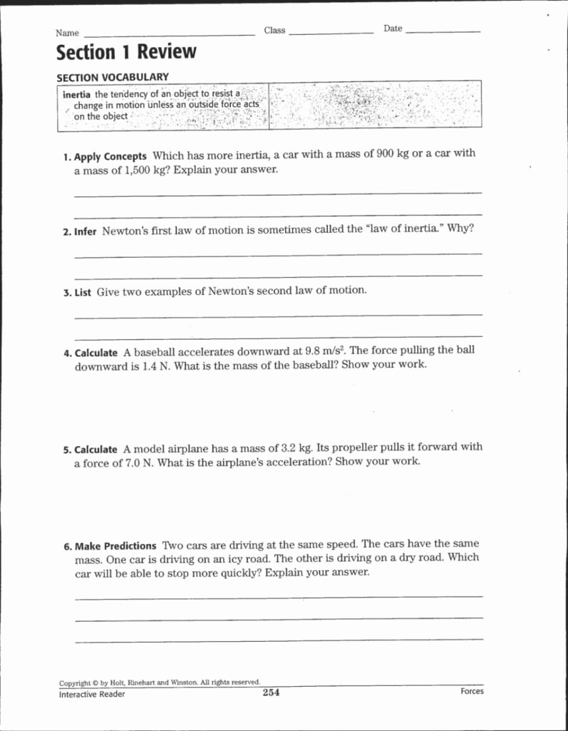 Newton&amp;#039;s Second Law Worksheet Beautiful the Latest Template Of Example Newton S Nd Law