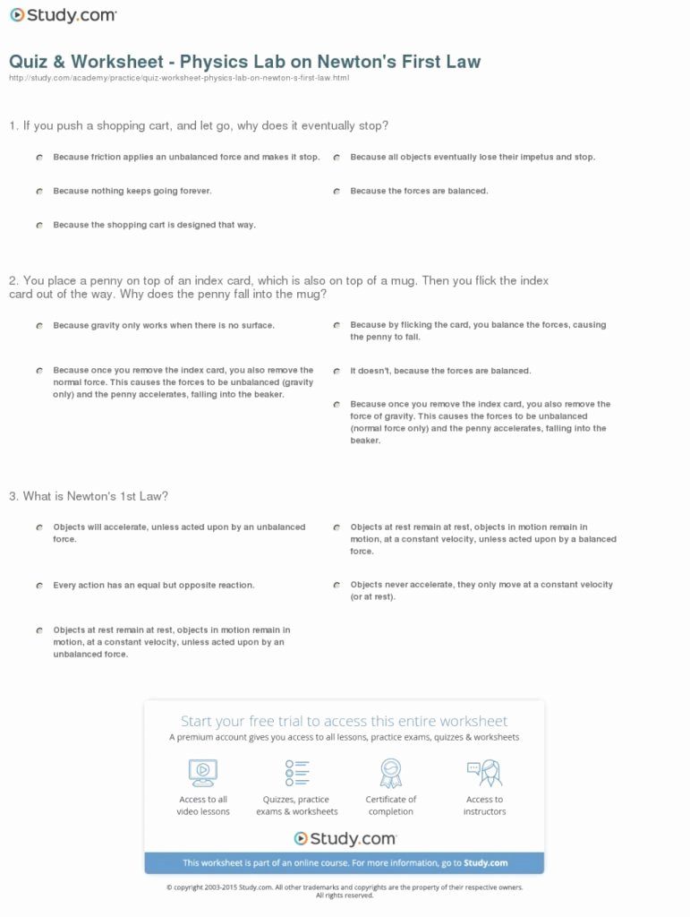 Newton Laws Worksheet Answers