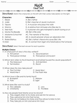 Night Elie Wiesel Worksheet Answers Best Of Night by Elie Wiesel Test and Crossword Study Guide
