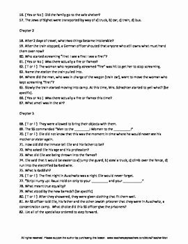 Night Elie Wiesel Worksheet Answers Inspirational Night by Elie Wiesel 222 Question Guided Reading Pack with