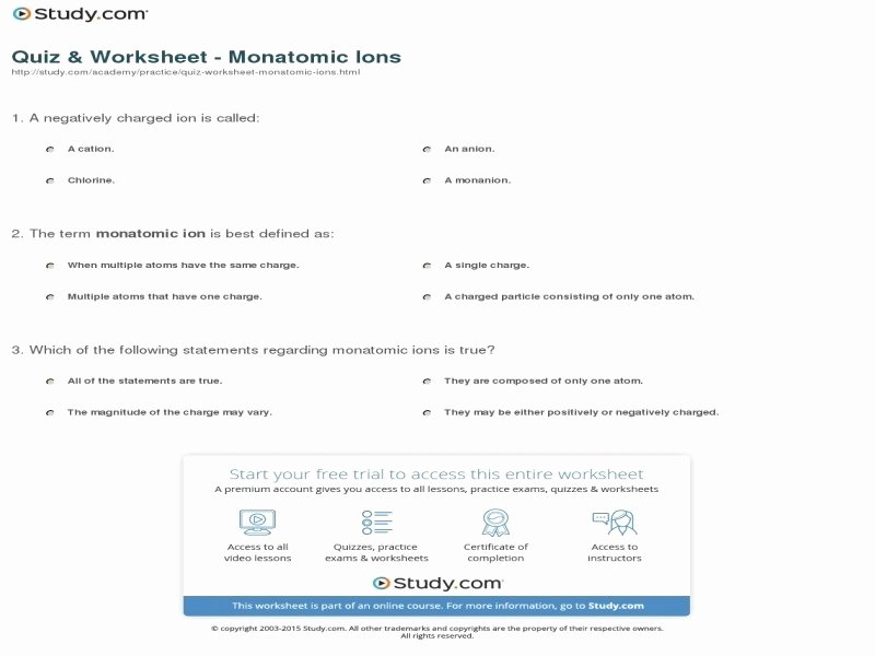 Nomenclature Worksheet 1 Monatomic Ions Elegant Nomenclature Worksheet 1 Monatomic Ions Free Printable