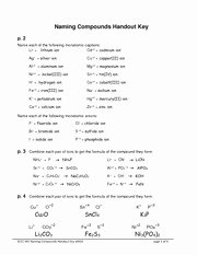Nomenclature Worksheet 1 Monatomic Ions Unique Worksheet On Naming Pounds Key Naming Pounds