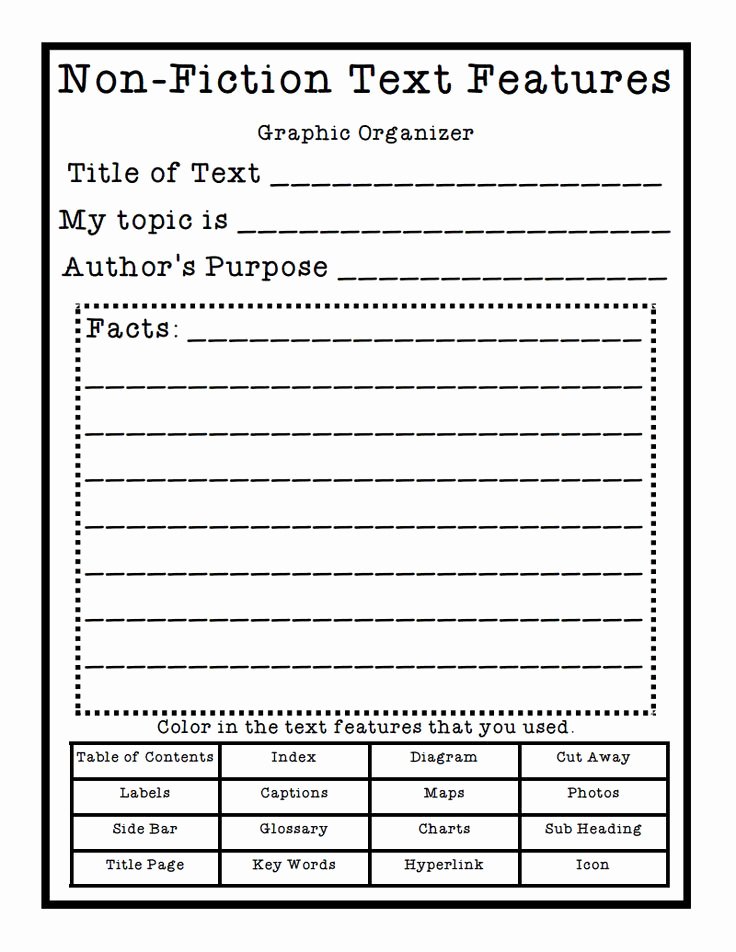 50 Nonfiction Text Features Worksheet Chessmuseum Template Library