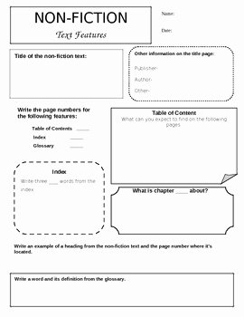 Nonfiction Text Features Worksheet Beautiful Non Fiction Text Features organizer by I Think I Can