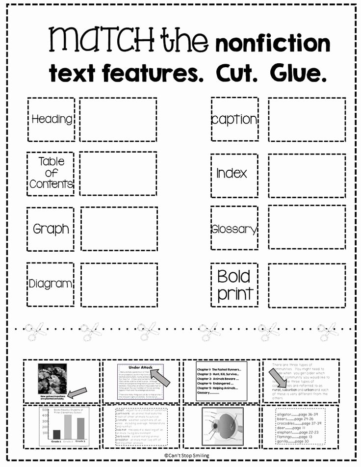 50 Nonfiction Text Features Worksheet Chessmuseum Template Library