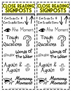 Notice and Note Signposts Worksheet Beautiful Close Reading Signposts Bookmark Notice and Note by