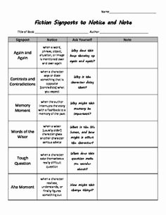Notice and Note Signposts Worksheet Fresh Signposts In Picture Books Googledoc