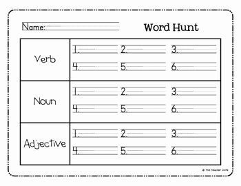 Noun Verb Adjective Worksheet Beautiful Parts Of Speech Freebie Nouns Verbs &amp; Adjectives