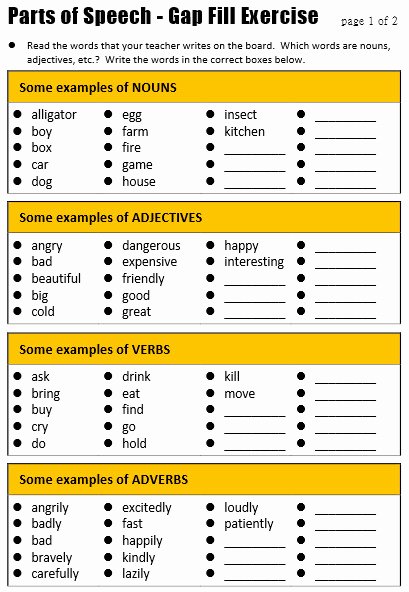 Noun Verb Adjective Worksheet Elegant Noun Verb Adjective Worksheet