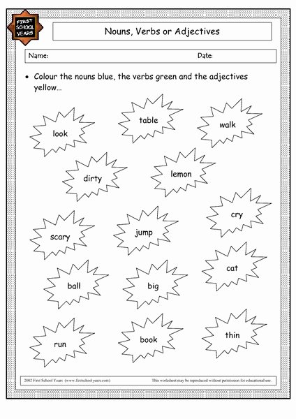 Noun Verb Adjective Worksheet Elegant Nouns Verbs or Adjectives Worksheet for 3rd 4th Grade