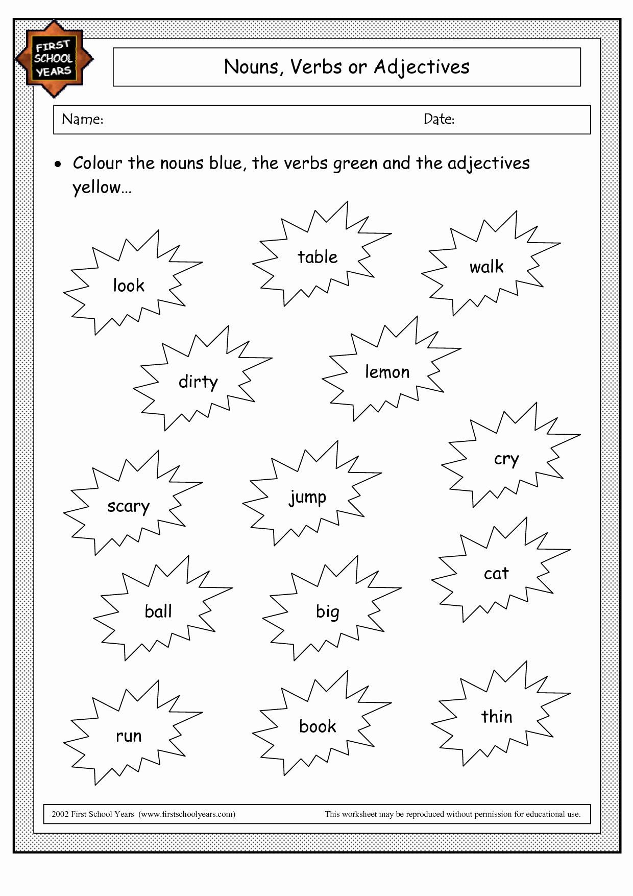 Noun Verb Adjective Worksheet Inspirational 16 Best Of Worksheets Nouns Verbs Adjectives
