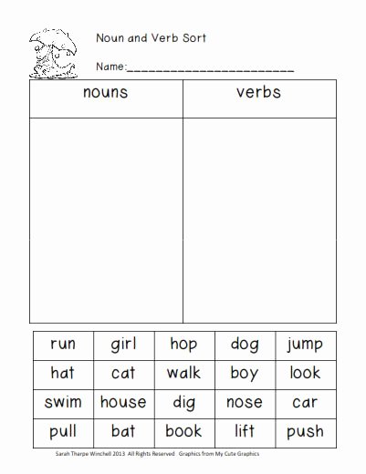 Noun Verb Adjective Worksheet Inspirational Grade 1 Sample Worksheets On Nouns Verbs and Adjectives