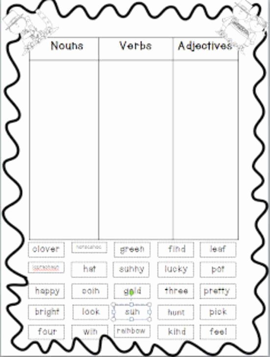 Noun Verb Adjective Worksheet Inspirational Noun Verb Adjective Worksheet