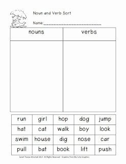 Nouns and Verbs Worksheet Fresh 10 Best Nouns and Verbs Worksheets Images On Pinterest