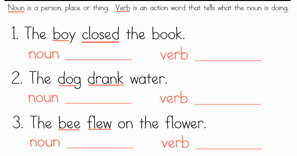 Nouns and Verbs Worksheet Fresh Grade 1 Sample Worksheets On Nouns Verbs and Adjectives