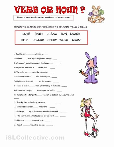 Nouns and Verbs Worksheet Fresh Noun Highschool Worksheet Images