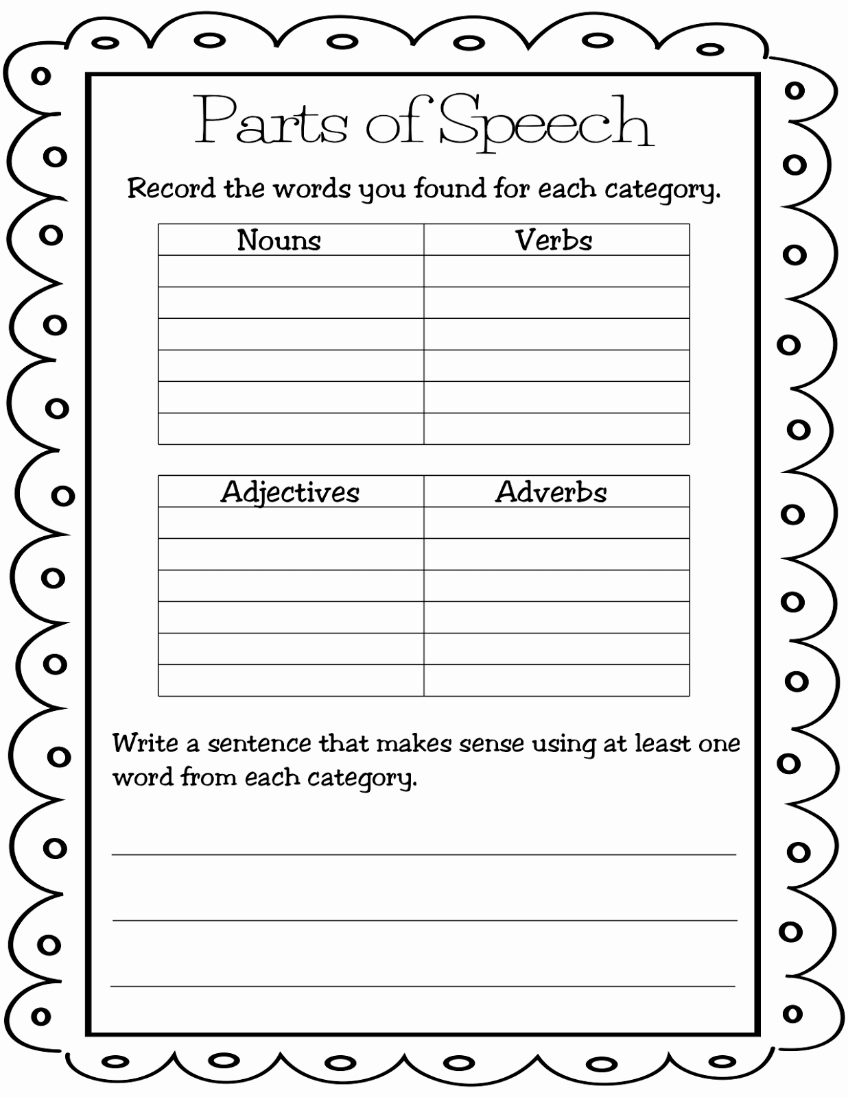 Nouns and Verbs Worksheet Unique Teaching Mrs T Parts Of Speech Lessons