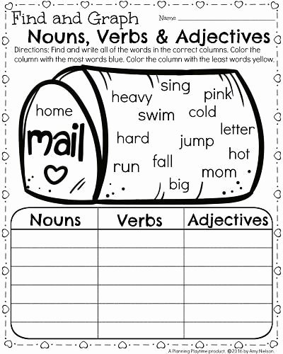 Nouns Verbs Adjectives Worksheet Beautiful Pin On Nouns Verbs Adjectives