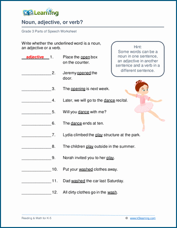 Nouns Verbs Adjectives Worksheet Lovely Noun Adjective and Verb Worksheets