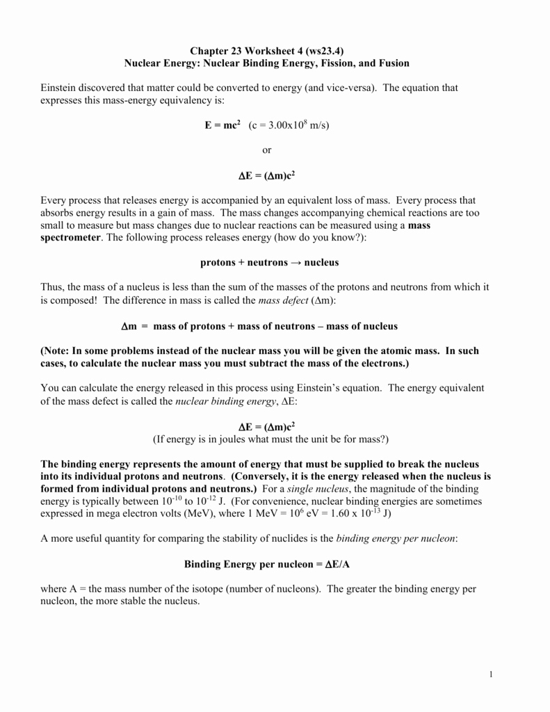 Nuclear Chemistry Worksheet Answer Key Lovely Nuclear Fission and Fusion Worksheet Answers