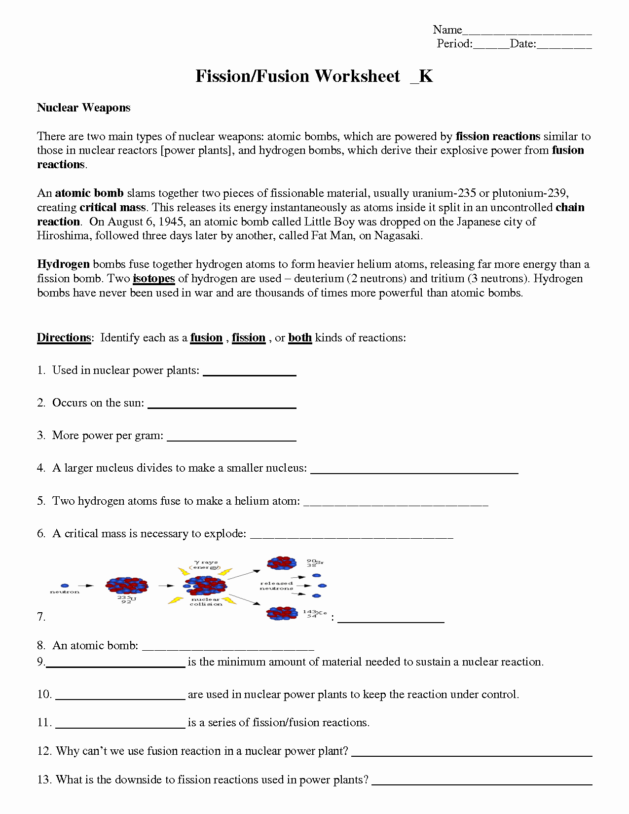 nuclear decay worksheet 2 answer key