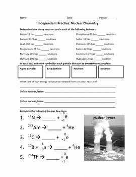 Nuclear Chemistry Worksheet Answers Beautiful Balancing Nuclear Reactions Worksheet by Haney Science