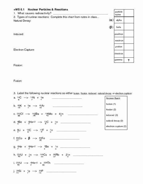 Nuclear Chemistry Worksheet Answers Elegant Balancing Nuclear Equations Worksheet