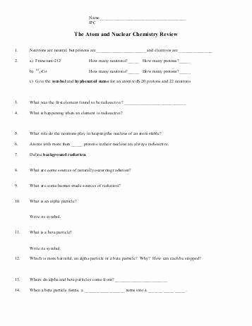 Nuclear Chemistry Worksheet Answers Lovely Nuclear Chemistry Worksheet