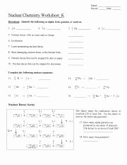 Nuclear Chemistry Worksheet K Best Of Nuclear Reactions Worksheet Reactions for the Decay Of