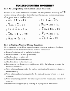 Nuclear Chemistry Worksheet K Luxury Radioactive Decay and Half Life Practice Problems