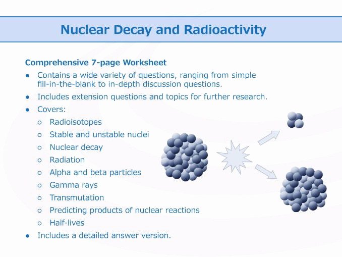 Nuclear Decay Worksheet Answers Chemistry Inspirational Nuclear Decay and Radioactivity [worksheet] by