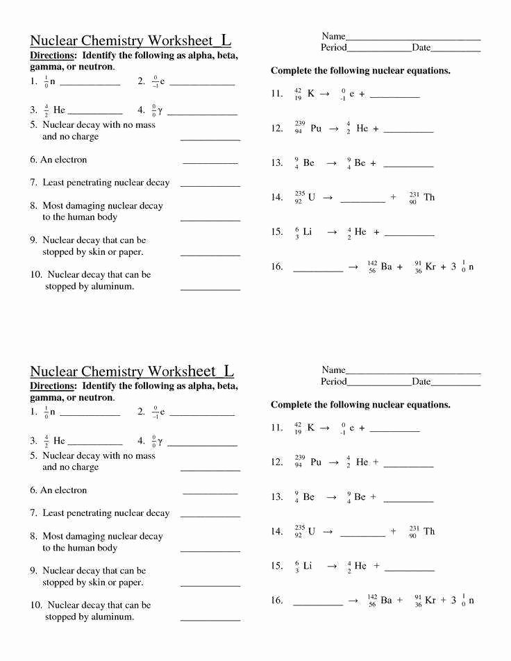 Nuclear Decay Worksheet Answers Chemistry Inspirational Radioactive Decay Worksheet