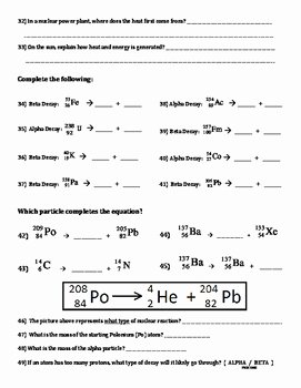 Nuclear Decay Worksheet Answers Chemistry Luxury Nuclear Chemistry Review Worksheet Fusion Fission