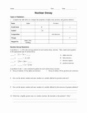 Nuclear Decay Worksheet Answers Chemistry Luxury Nuclear Decay Worksheet Answers Chemistry Breadandhearth