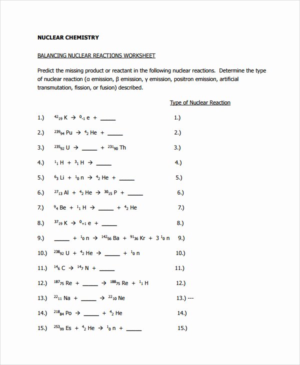 Nuclear Equations Worksheet Answers Best Of Nuclear Chemistry Balancing Equations Worksheet Answers