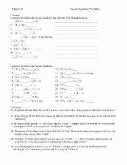 Nuclear Equations Worksheet Answers Best Of Radioactivity &amp; Half Lives Review Worksheet