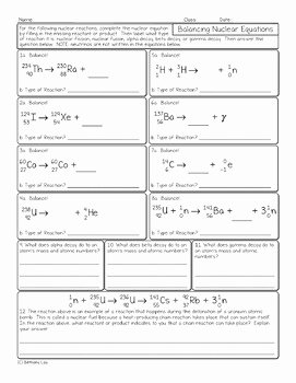 Nuclear Equations Worksheet Answers Unique atomic Structure and Nuclear Chemistry Homework Unit