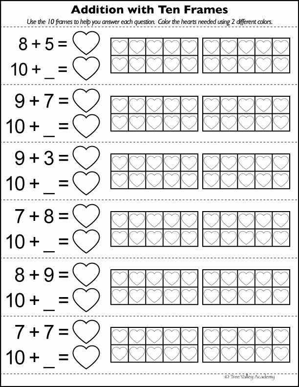 Number Bonds to 10 Worksheet Best Of Heart themed Number Bonds Worksheets