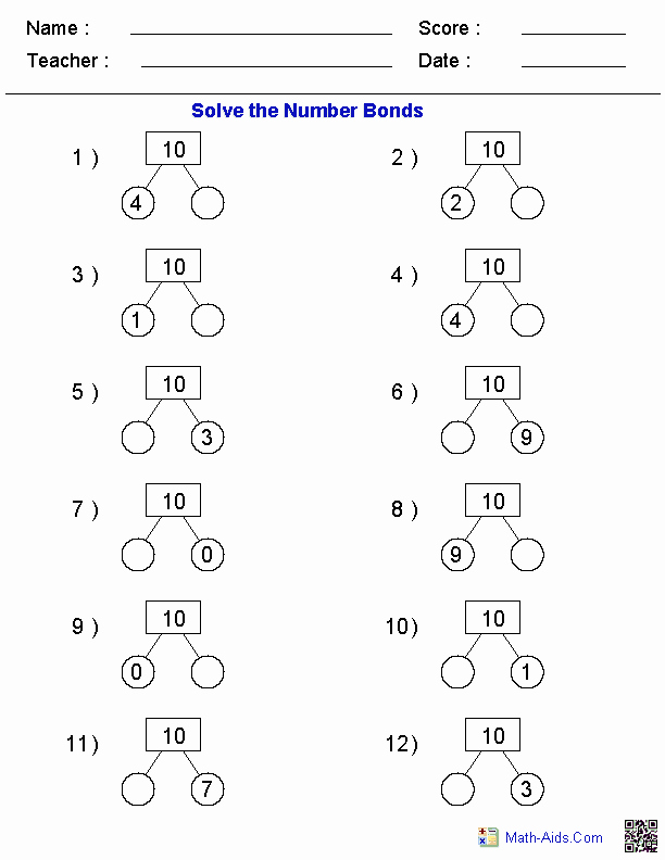 Number Bonds to 10 Worksheet Fresh Pin On Classroom School Ideas