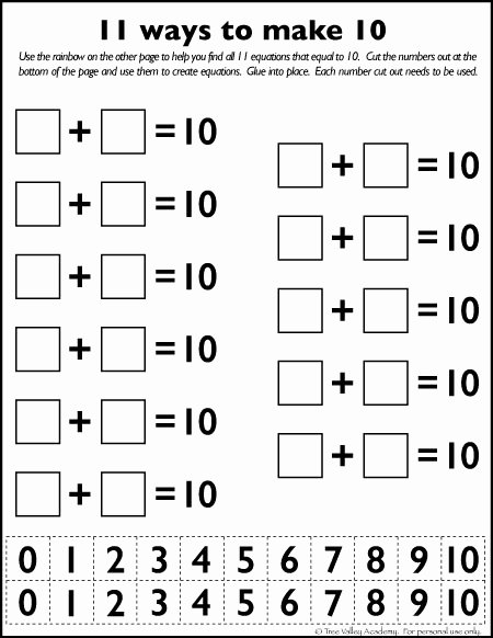 Number Bonds to 10 Worksheet Unique Number Bonds to 10 Free Math Worksheets