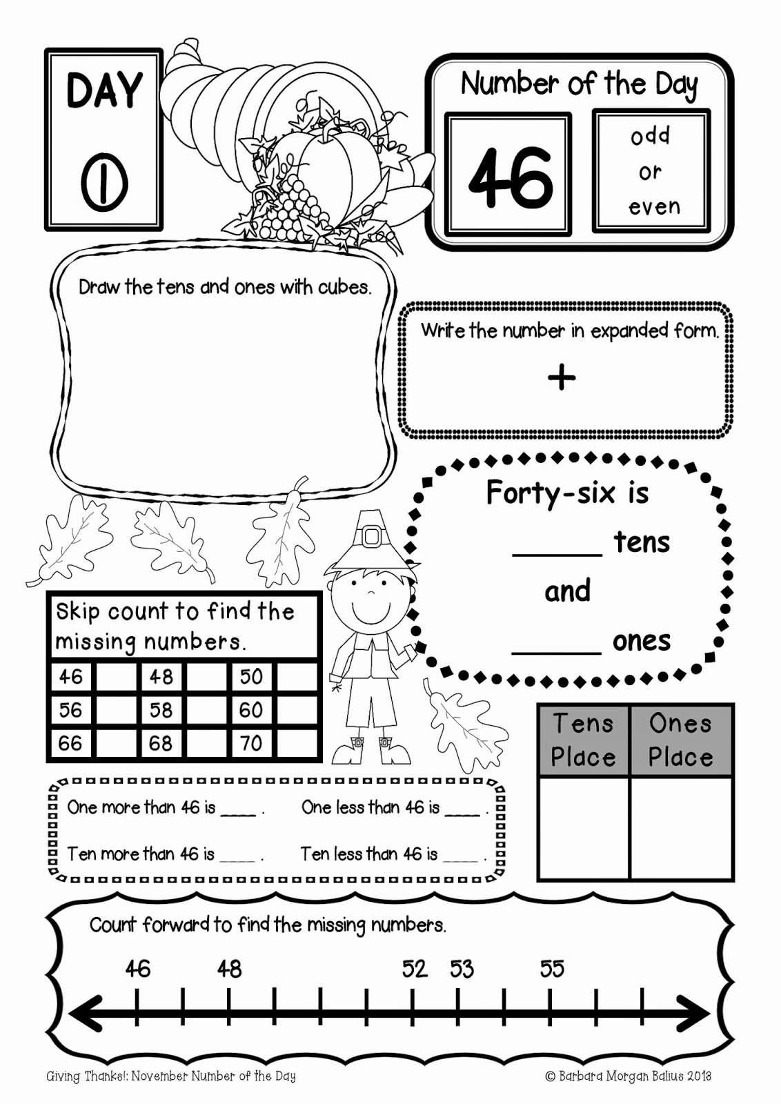 50 Number Of The Day Worksheet