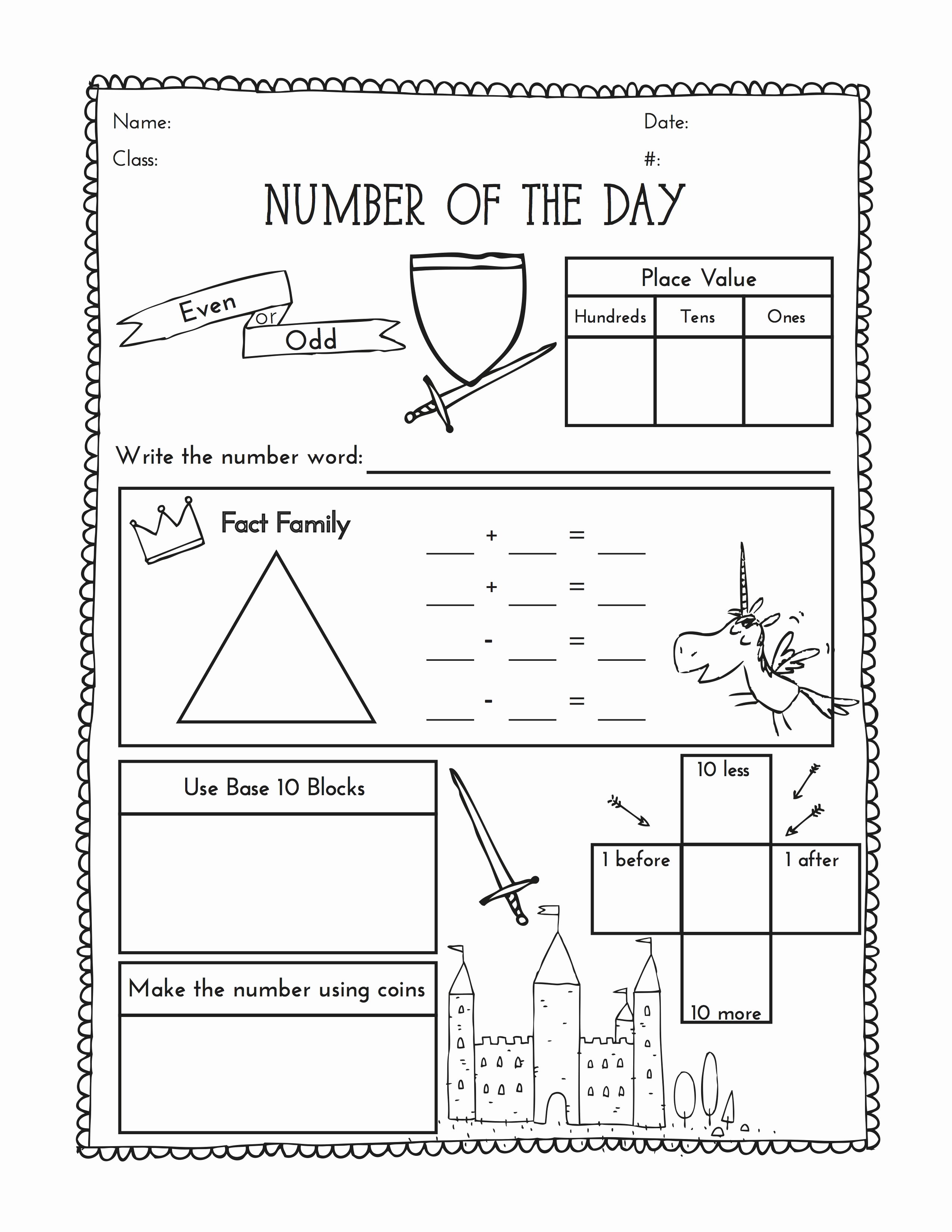 Number Of the Day Worksheet Best Of Second Grade Number Of the Day Worksheet