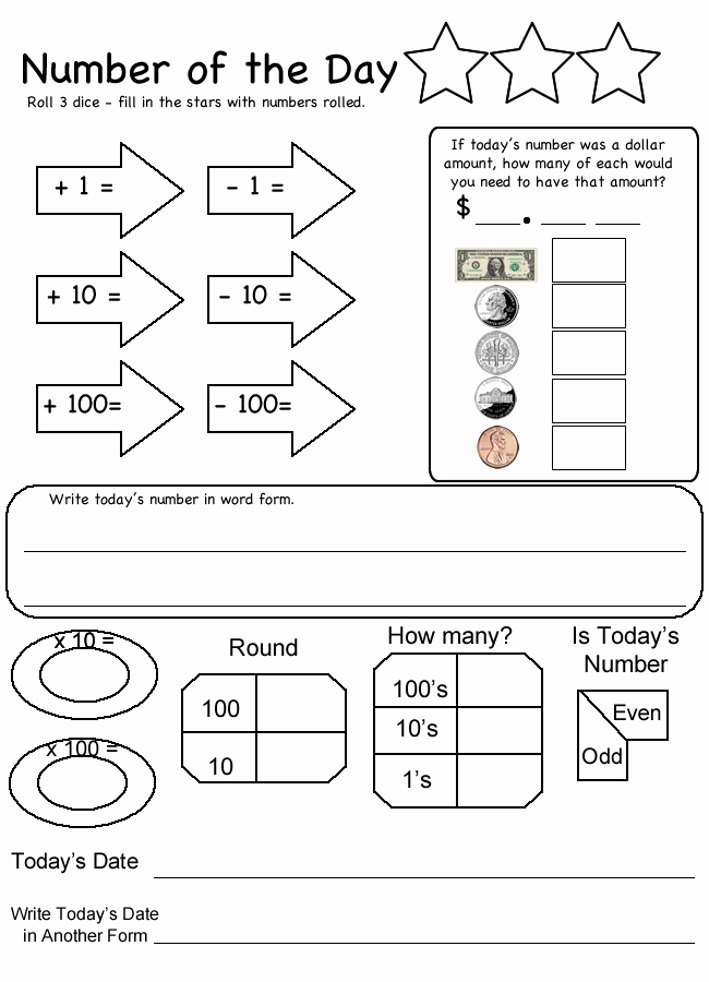 Number Of the Day Worksheet Inspirational Number Of the Day Classroom