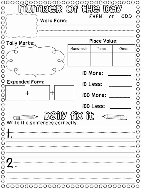 Number Of the Day Worksheet New 2nd Grade Stuff Number Of the Day Daily Fix It Freebie