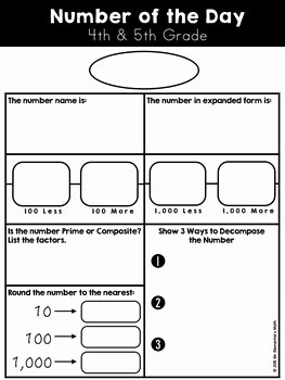 Number Of the Day Worksheet Unique Number Of the Day Worksheet by Mr Elementary Math