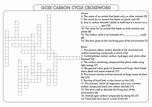 Nutrient Cycles Worksheet Answers Beautiful Gcse Crossword Pack On Nutrient Cycles Carbon and